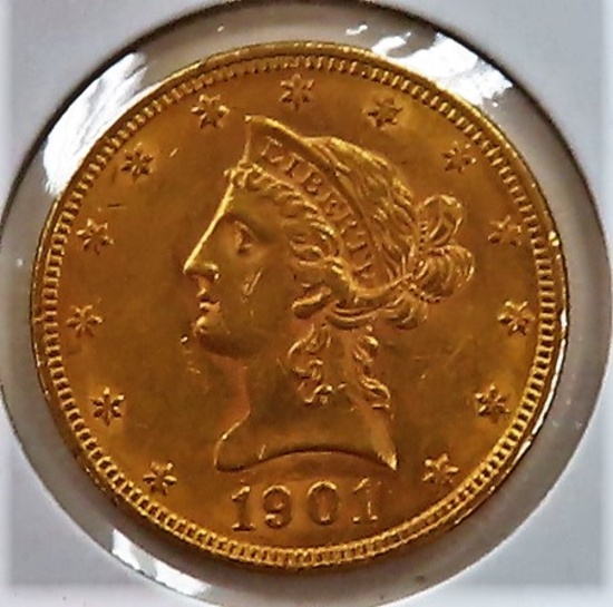 1901 GOLD $10 Liberty Head Eagle. $845.97 Melt Value on 9-24-21. .48375 oz pure gold.