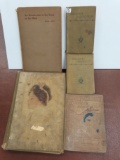Five (5) OLD Books INCL. 1896 Caesar's Gallic War, 1896 Cicero's Orations, 1895 First Reader, 1924