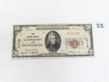 Series of 1929 $20 National Currency. Carrollton, Ohio. Type One.  Friedberg # 1802-1