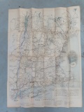 1920's Road Map of New England, USA. some minor tears and loss.
