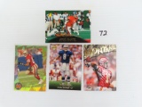Four (4) HOF Football Cards incl. Jerry Rice, Troy Aikman, Joe Montana, John Elway. All One Money