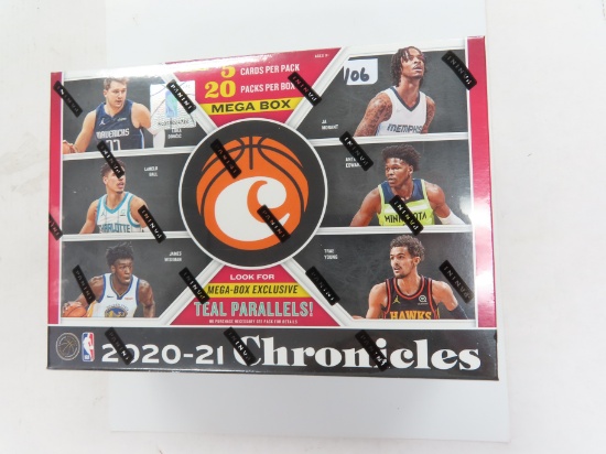2020-21 Panini Chronicles Mega Box, 5 cards per pack, 20 packs per Box, Exclusive. Unopened.