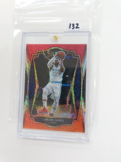 LeBron James 2020-21 Select Premier Level Red White Orange Shimmer Prizm #113