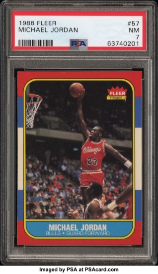 1986-87 Fleer #57 Michael Jordan RC Rookie PSA 7