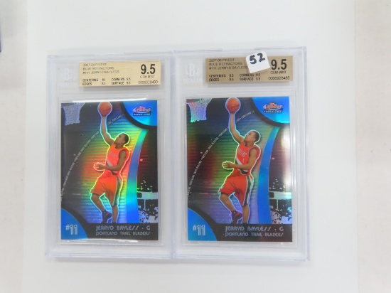 #9/199 AND #26/199 Jerryd Bayless 2007-08 Finest Blue Refractors Rookie Cards, Beckett Graded 9.5