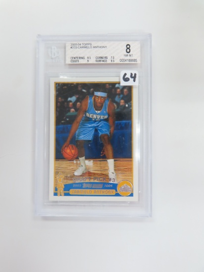 2003-04 Topps #223 Carmelo Anthoney Rookie Card. Beckett Graded 8