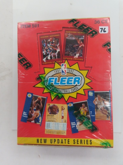 1991-92 Fleer Basketball New update series Item 591, Factory Sealed, Unopened Box of 36 Packs