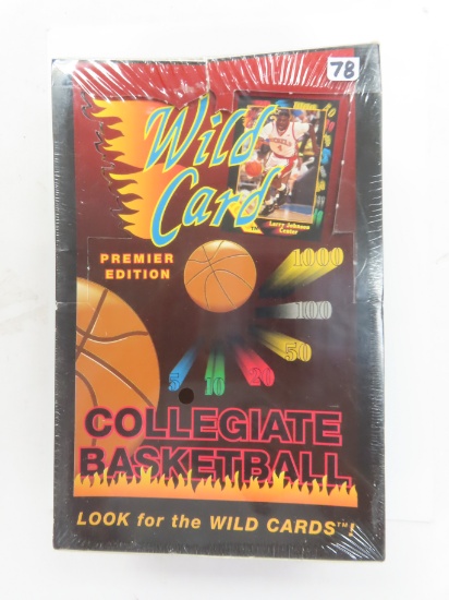 1991 Wild Card Collegiate Basketball Factory Sealed Box, 36 Packs, Unopened.