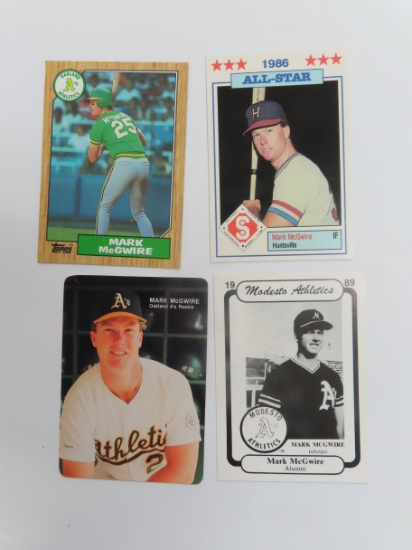 Four (4) Mark McGwire Rookie and Minor League Cards incl.