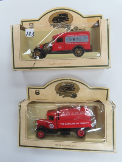 TWO (2) X The Money: Vintage Chevron Die Cast (made in England) Oil Co. Trucks. Standard Oil and
