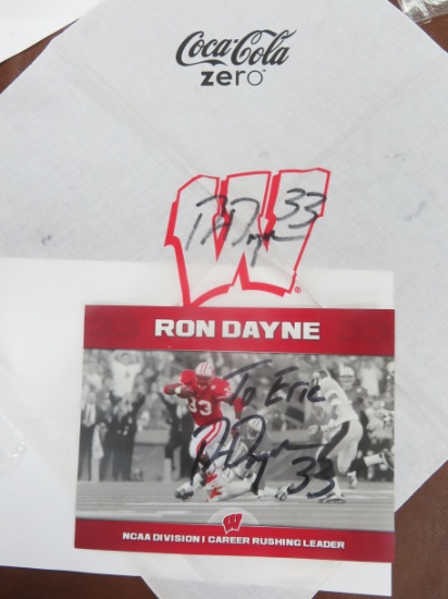 Ron Dayne Signed Bandana and 8"x10", Wisconsin Badgers Football. CFHOF, Guaranteed Authentic. one $