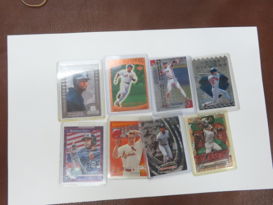 Eight (8) Baseball Super Star Cards incl. (3) Nomar, JD Drew, #360/400 Bernie Williams, #1149/2021