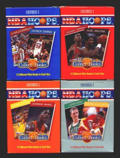 Set of Four 1990-91 Hoops Basketball Collect A Books. Jordan! Bird! Magic!