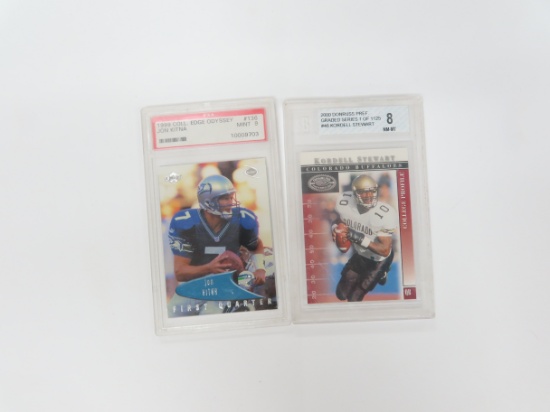Kordell Stewart College Card Beckett Graded 8, Jon Kitna card PSA Graded 9. both one money