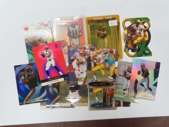 akili smith collection of football cards incl. Signed & Rookie Cards.