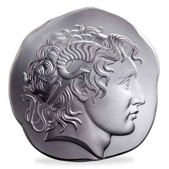 5 oz Argentia Herakles High Relief Silver Round .9999 Fine, Ultra-High Relief Sculptural Art Round