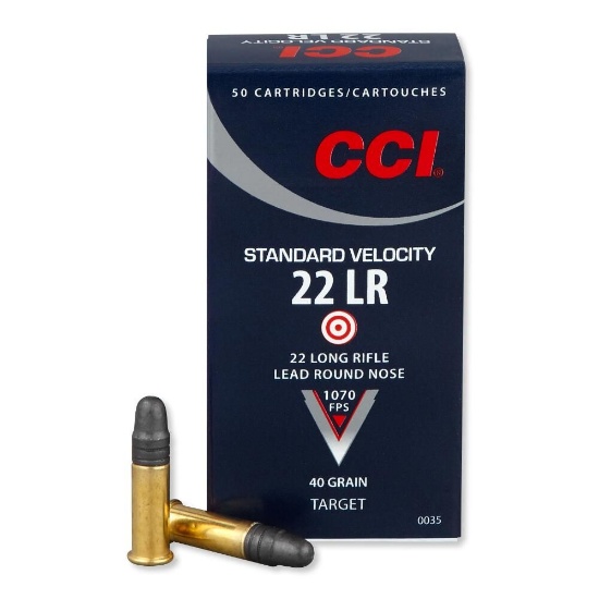 Fifty (50) CCI .22LR Standard Velocity, 40 Grain, Lead Round Nose, Rimfire Target Cartridges.