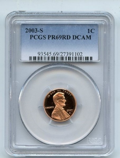 Twenty (20) X The Money: 2003-S One Cent PCGS Graded PR69DCAM, Pretty Pennies.