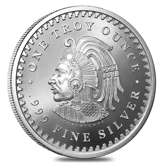 1 oz Silver Round Aztec Calendar, .999 Fine Silver.