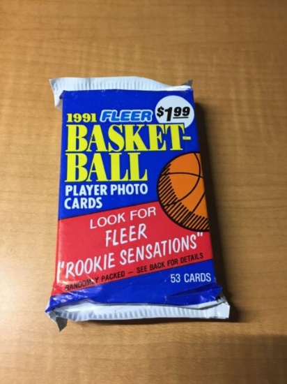 TWO (2) 1991 Fleer Basketball JUMBO packs (53 cards per pack) pull a Jordan or six Jordans! one $