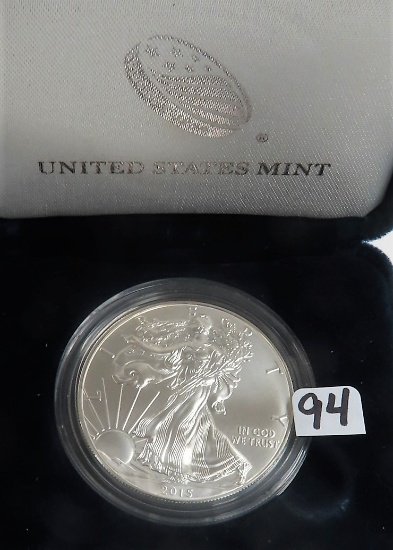 2015 U.S. Silver Eagle in Presentation Box, One Ounce .999 Fine Silver.