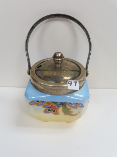 Very Nice Vintage Bowl with Metal Lid, Rim and Handle.