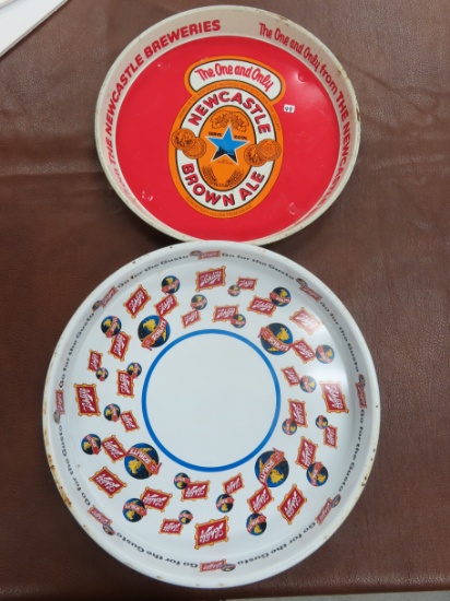 Both For One Money: 13" Schlitz (USA) Beer Tray and 12" Newcastle Brown Ale (England) Beer Tray