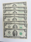 Eight (8) Consecutive Serial #d 2017 $2 Notes. #80-87, all one money.