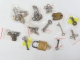 Locks, Skeleton Keys, Clock Keys, Railroad Key, German Keys, All One Money.