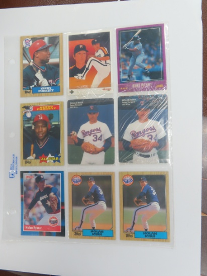 Nine (9) Vintage Baseball Cards incl. Nolan Ryan Kirby Puckett.