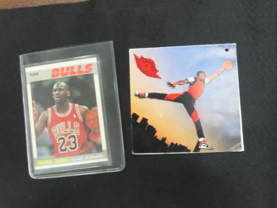 Michael Jordan 1987 Fleer Card Plus shoe tage from original pair of Air Jordans