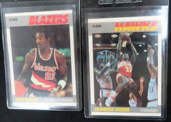 1987-88 Fleer Drexler and Wilkins Basketball Cards