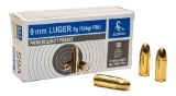 Fifty (50) Scorpio 9mm 124 Grain Brass Cartridges.