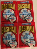 Four (4) 1991 Fleer Baseball Unopened Packs, All One Money