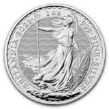 2022 1 Oz Silver Britannia Coin – Royal Mint UK, One Ounce .999 Fine Silver