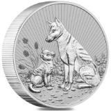 2022 2 oz Silver Australian Piedfort Dingo Mother and Baby Perth Mint .9999 Fine