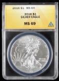 2016 $1 Silver Eagle ANACS MS-69 , American Silver Eagle, ASE, One Ounce Fine Silver.