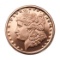 TWO (2) X The Money: One Ounce .999 Fine Copper Morgan Head Bullion Round. 2X$