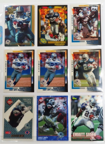 Nine (9) Emmitt Smith Football Cards, INCL Rookie Card