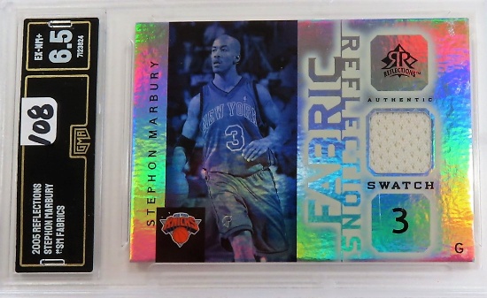 2005 Reflections Stephon Marbury SM Fabrics Swatch Card. GMA Graded 6.5