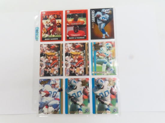 Nine (9) Barry Sanders Football Cards