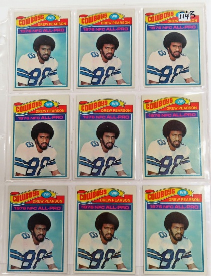 NINE (9) 1977 Topps Football #130 Drew Pearson Football Cards. HOF
