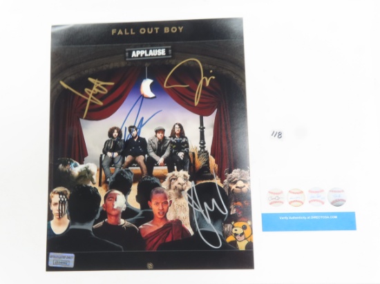 Fall Out Boy signed 8"x10", Signed by 4, Authentication Direct COA # 2334442, Online Verify.
