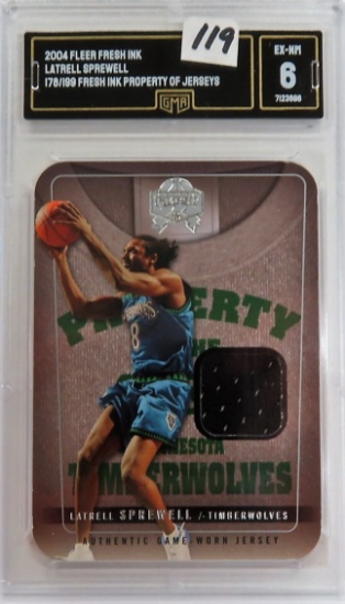 #178/199 (short print) 2004 Fleer Fresh Ink Latrell Sprewell, Property of jerseys. GMA Graded 6