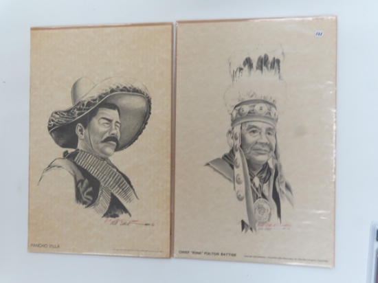 $15.85 Shipping: Bob Dale Signed Pancho Villa and Chief Kina Fulton Battise, 1976 both. 11"x17 each