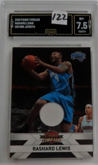 #129/399 2010 Panini Threads Rashard Lewis Game Used Jersey Card, GMA Graded 7.5