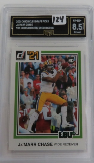 2021 Chronicles Draft packs Ja'Marr Chase #38, Donruss Retro Green Rookie. GMA Graded 8.5
