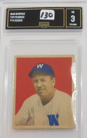 1949 Bowman #74 Tom McBride ROOKIE Card, GMA Graded 3