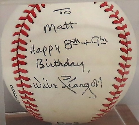 Willie Stargell Signed ONL Baseball inscribed To Matt Happy 8th & 9th Birthday. 100% Guaranteed