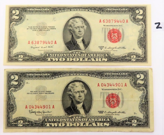 TWO (2) $2 U.S. Notes, 1953 amd 1963. both for one money